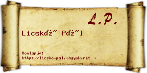 Licskó Pál névjegykártya